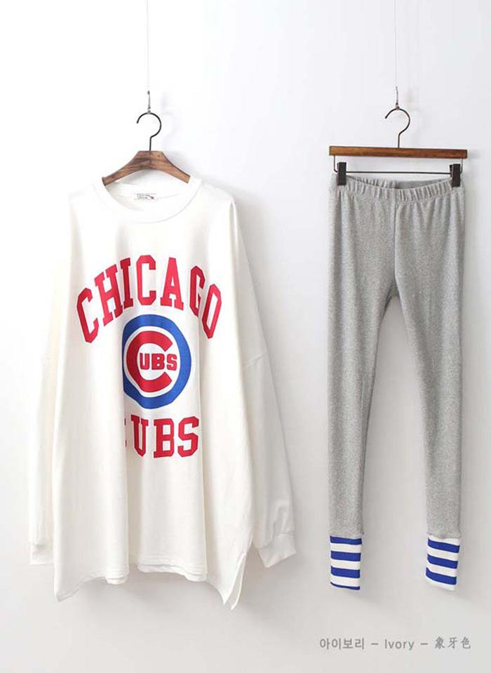 純棉簡約字母休閒套裝,春季,秋季,春天,秋天,套裝