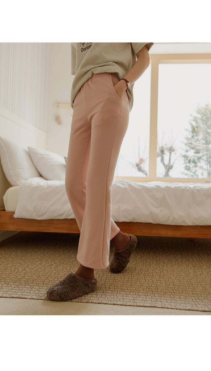 慵懶假期休閒風內刷絨長褲