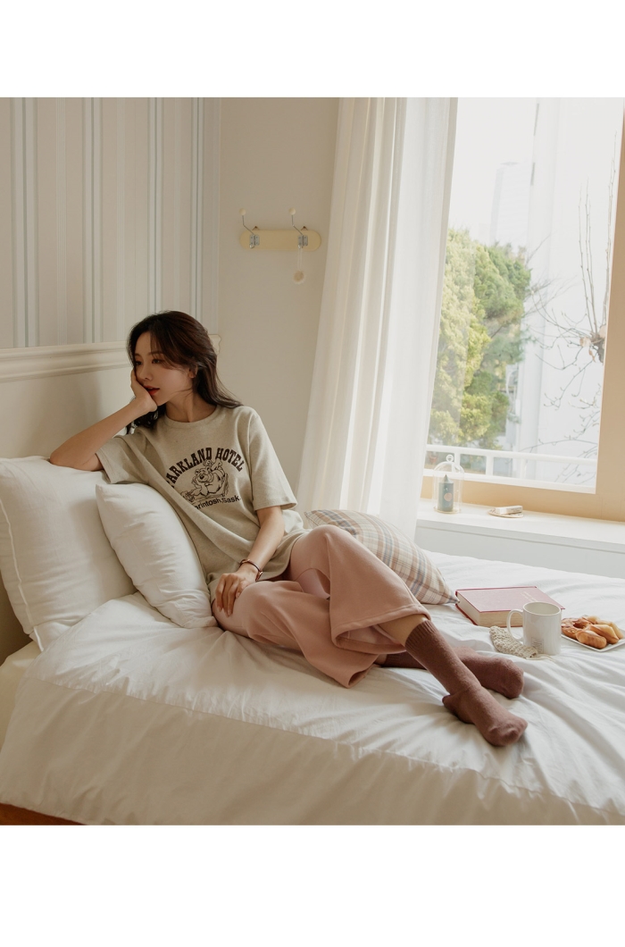 慵懶假期休閒風內刷絨長褲