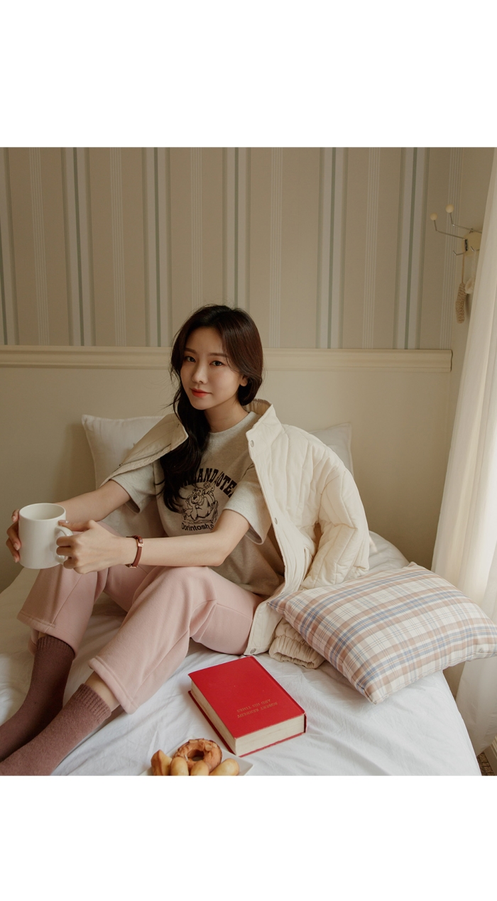 慵懶假期休閒風內刷絨長褲