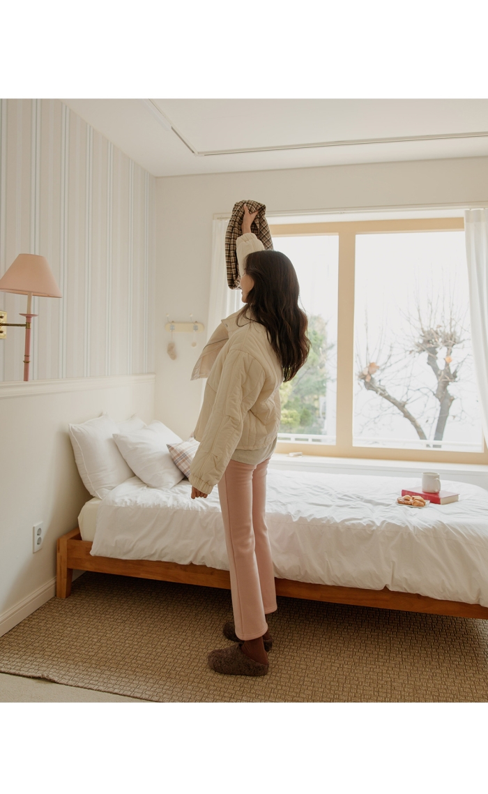 慵懶假期休閒風內刷絨長褲