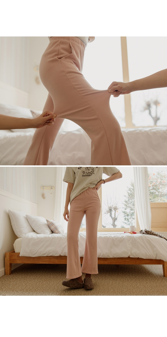 慵懶假期休閒風內刷絨長褲