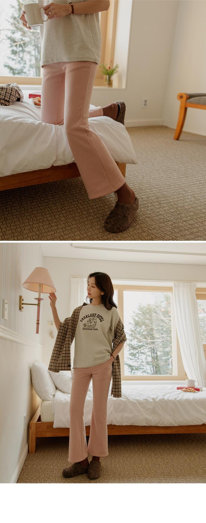 慵懶假期休閒風內刷絨長褲