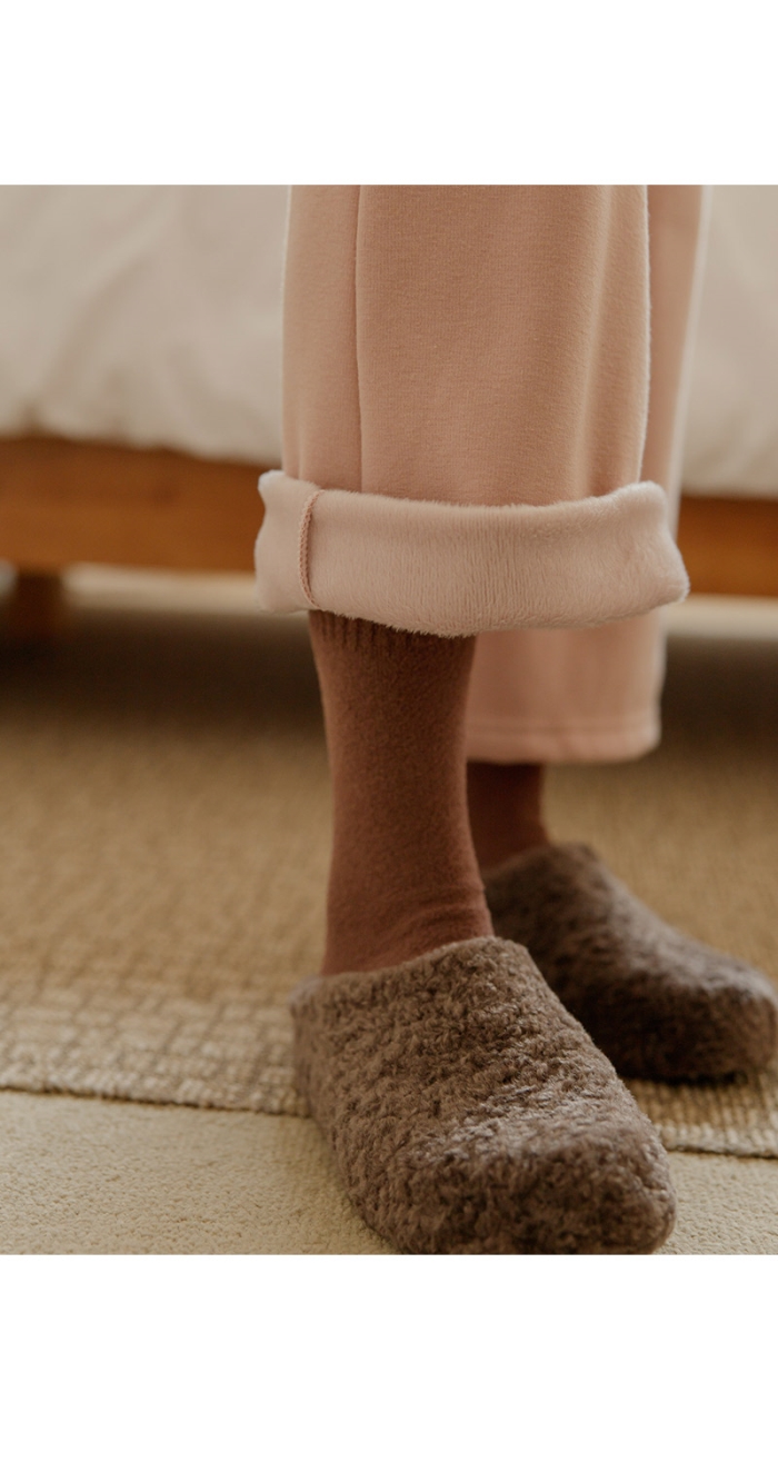 慵懶假期休閒風內刷絨長褲