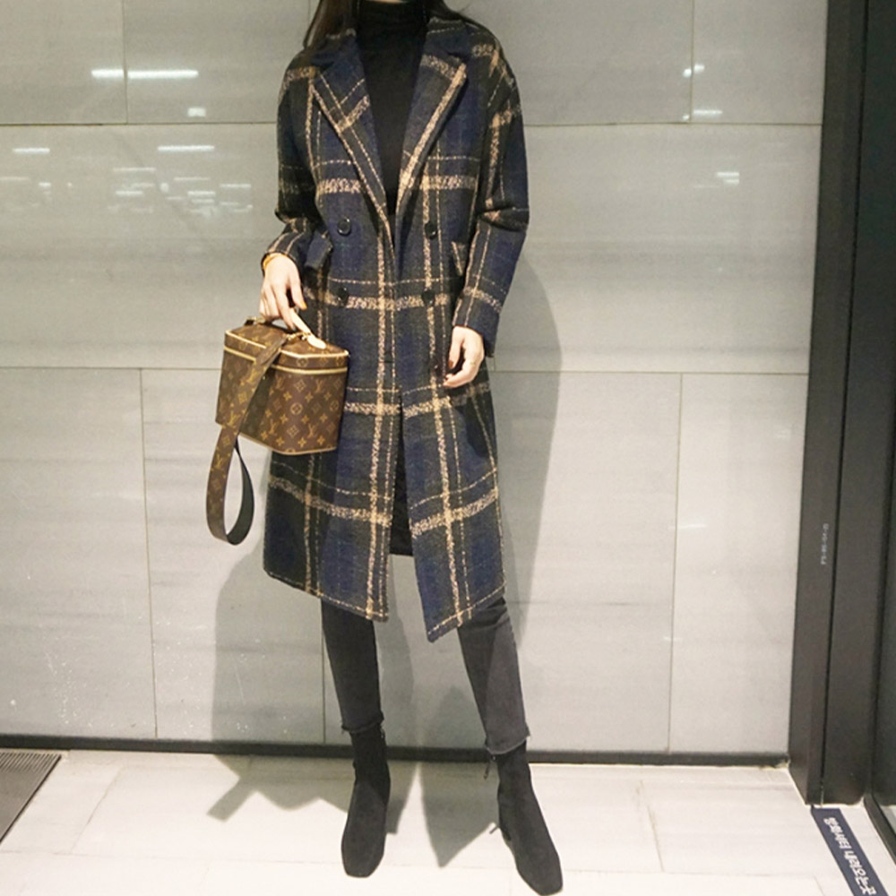 氣質格紋毛呢質感名媛外套