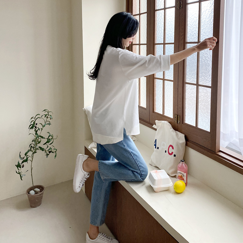 簡約慵懶時尚百搭修身上衣
