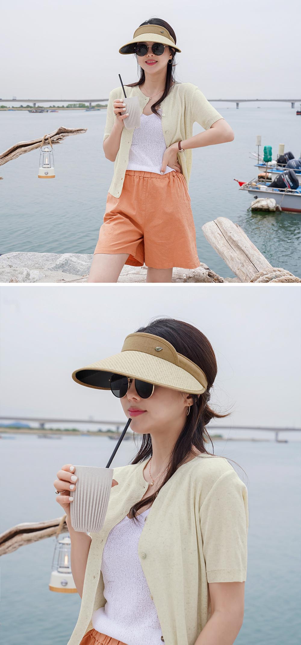 夏季渡假風草編UV遮陽帽