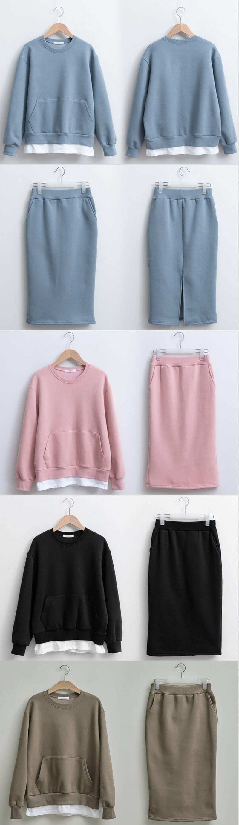 溫柔純淨舒適拼接休閒套裝