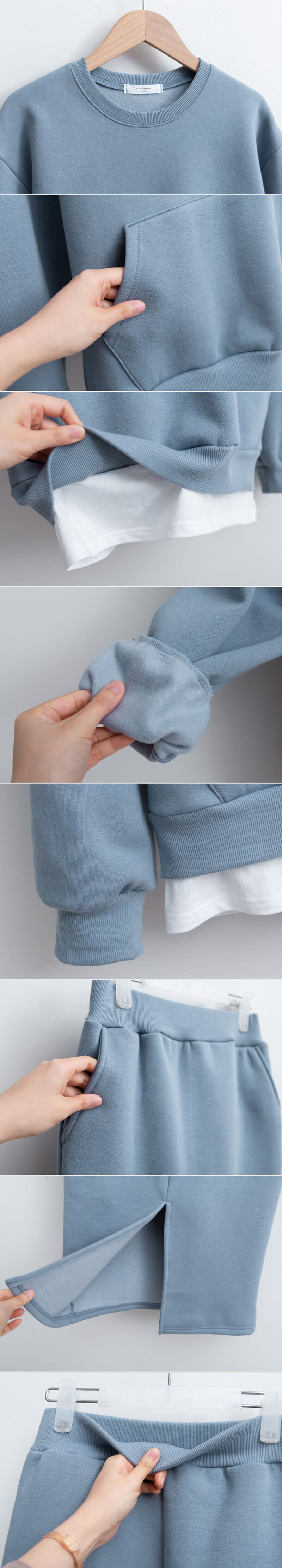 溫柔純淨舒適拼接休閒套裝