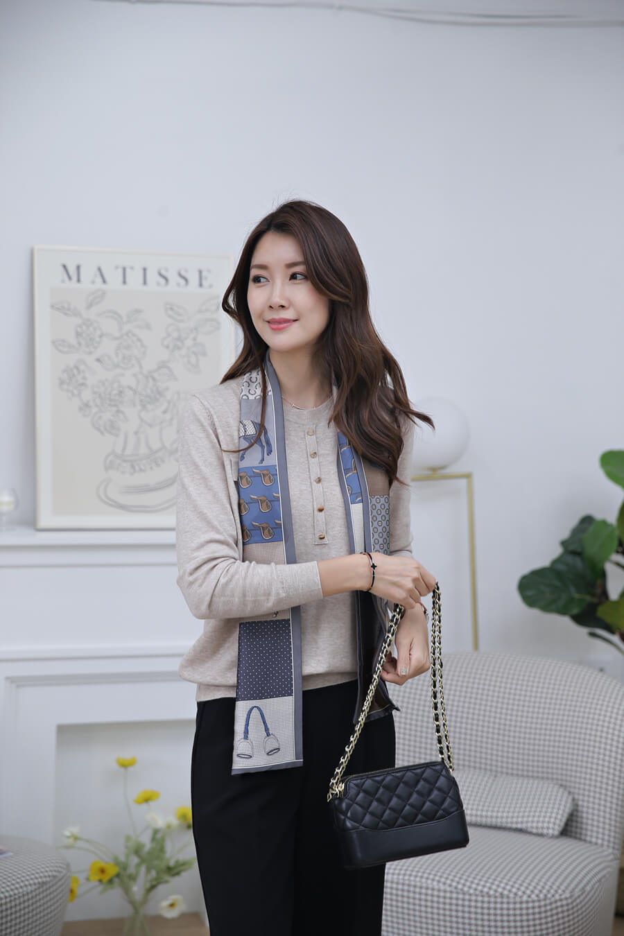 成熟簡約柔軟針織上衣,針織,圓領,長袖,純色,素色