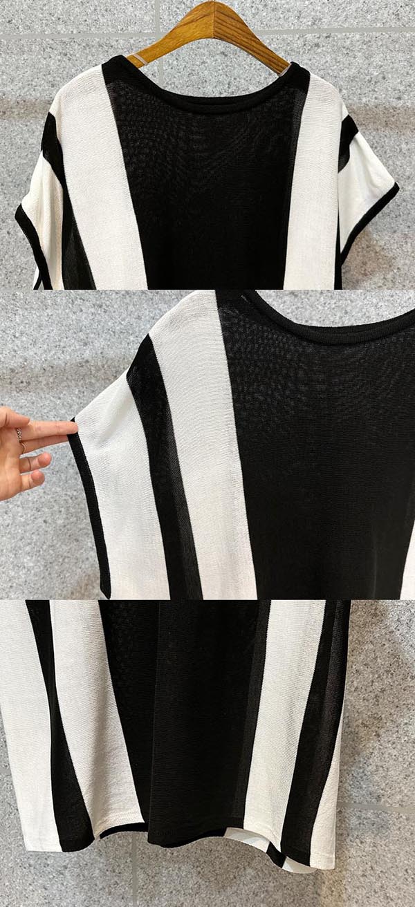 超遮肉寬鬆撞色蓋袖長上衣