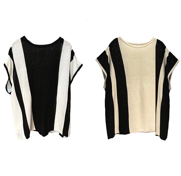 超遮肉寬鬆撞色蓋袖長上衣