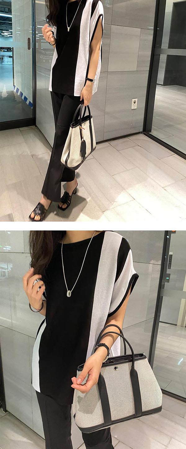 超遮肉寬鬆撞色蓋袖長上衣