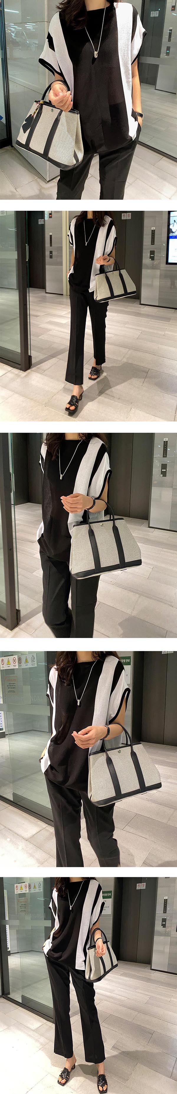 超遮肉寬鬆撞色蓋袖長上衣