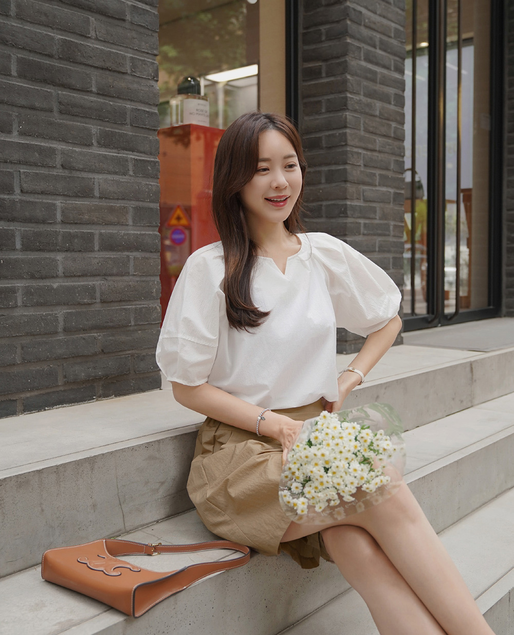 素色清透棉質設計短袖上衣