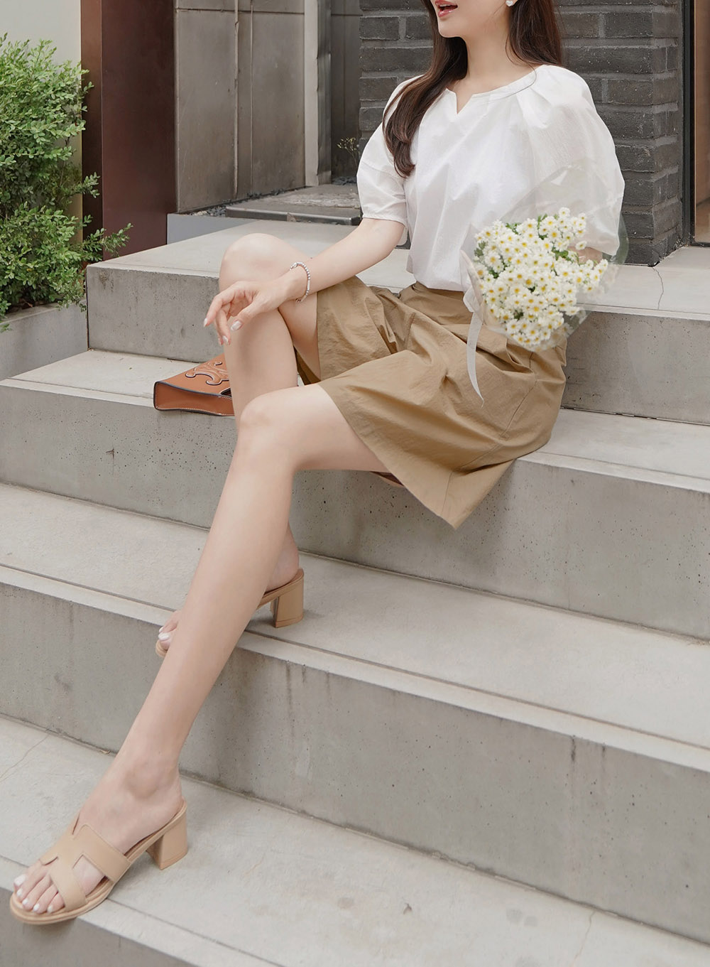 素色清透棉質設計短袖上衣