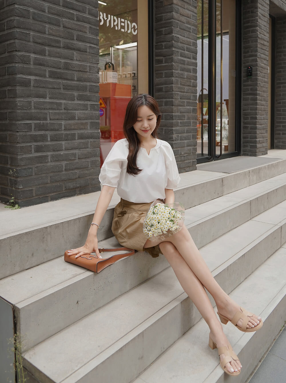 素色清透棉質設計短袖上衣