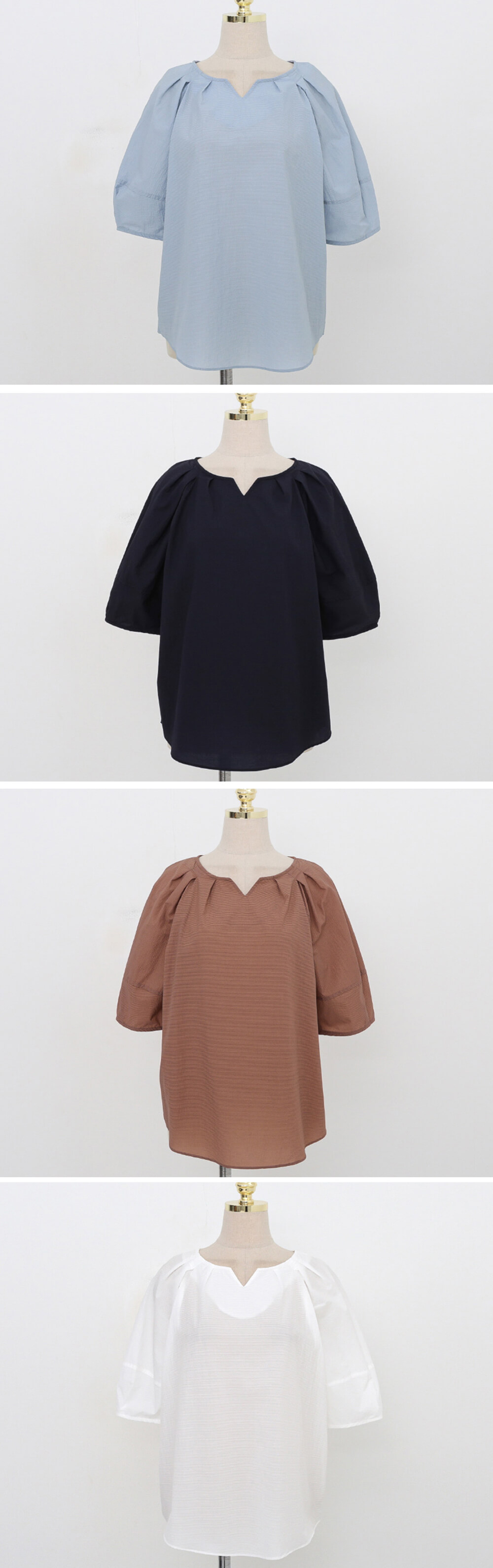 素色清透棉質設計短袖上衣