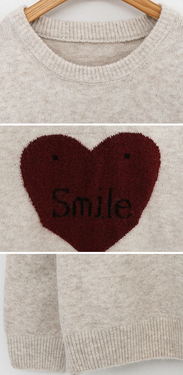 微笑愛心字母溫暖羊毛上衣