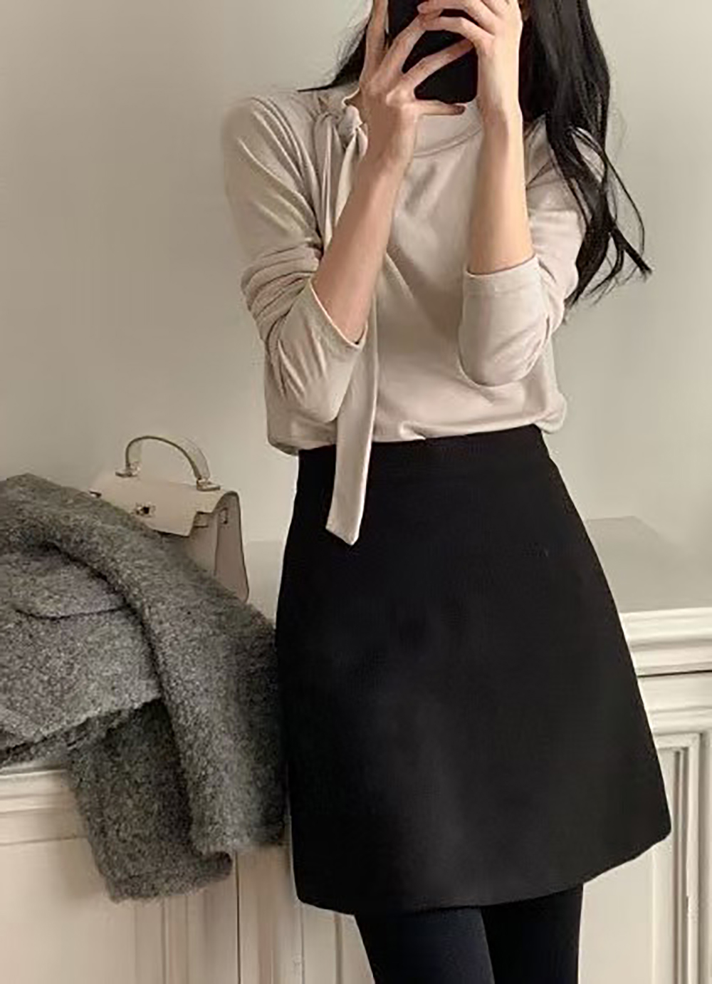 優雅氣質綁帶長袖上衣