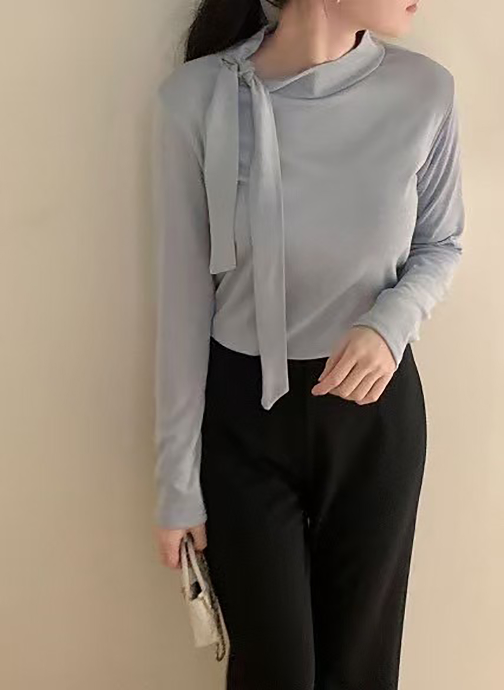 優雅氣質綁帶長袖上衣