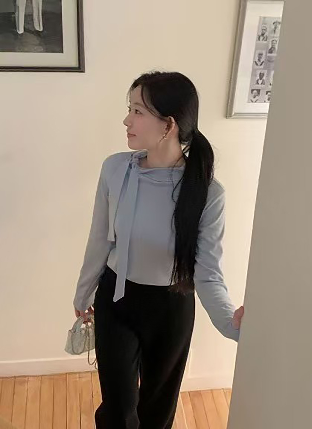 優雅氣質綁帶長袖上衣
