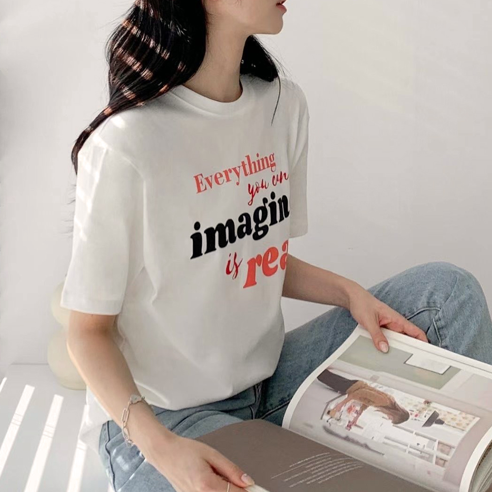 撞色字母短袖棉TEE