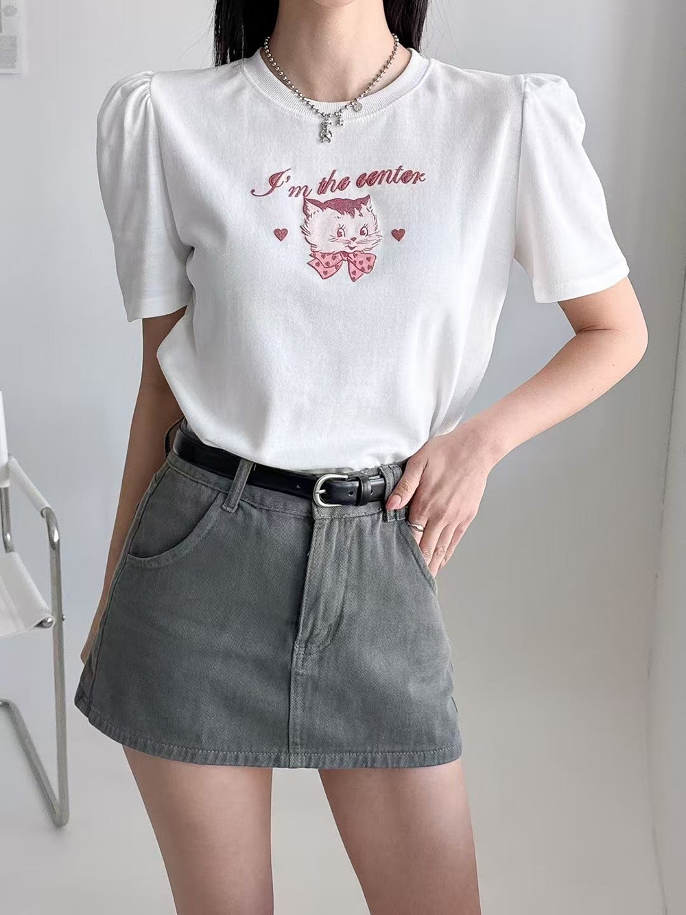 亮晶晶貓咪印花上衣