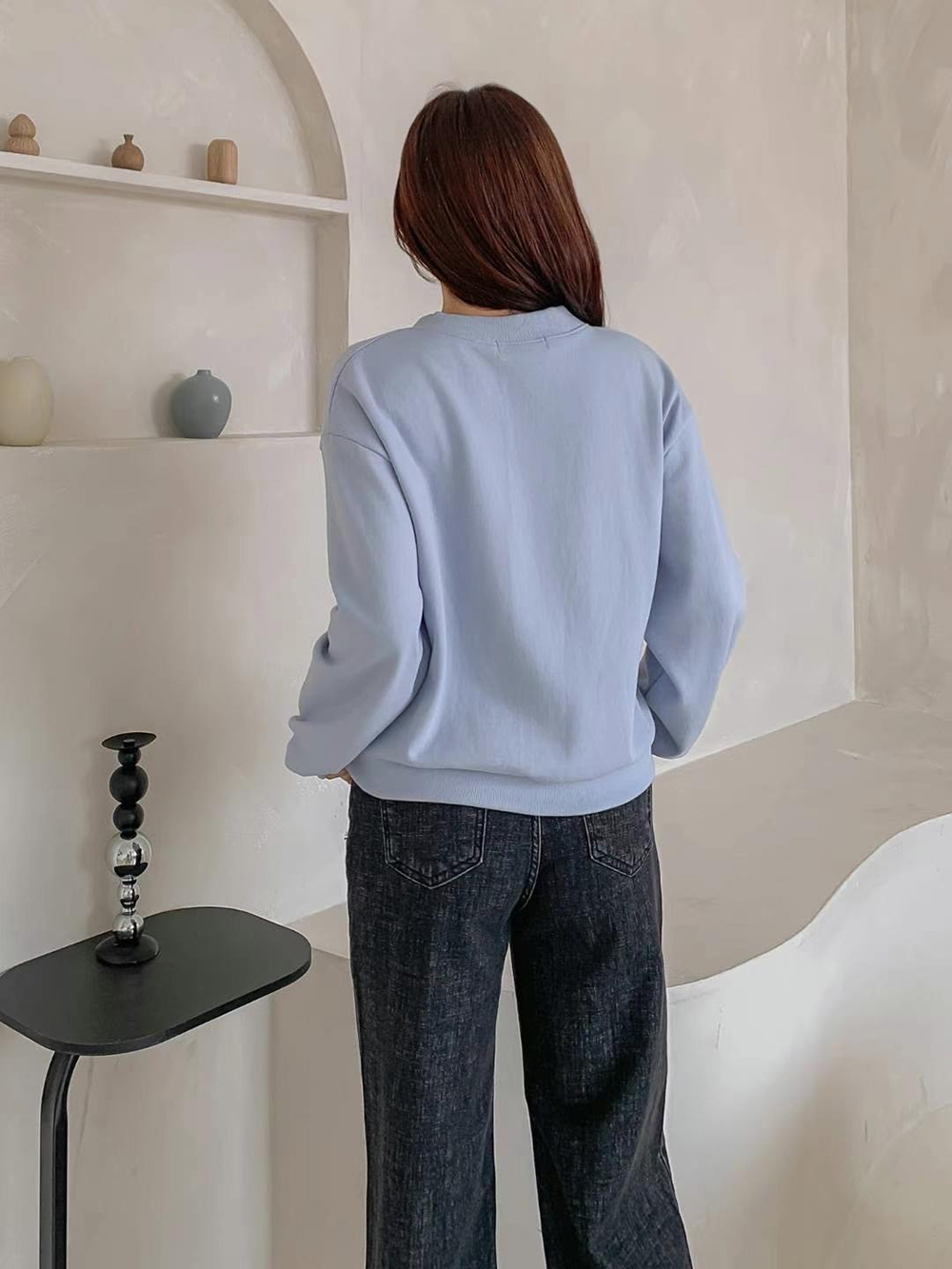 簡單V領長袖棉TEE