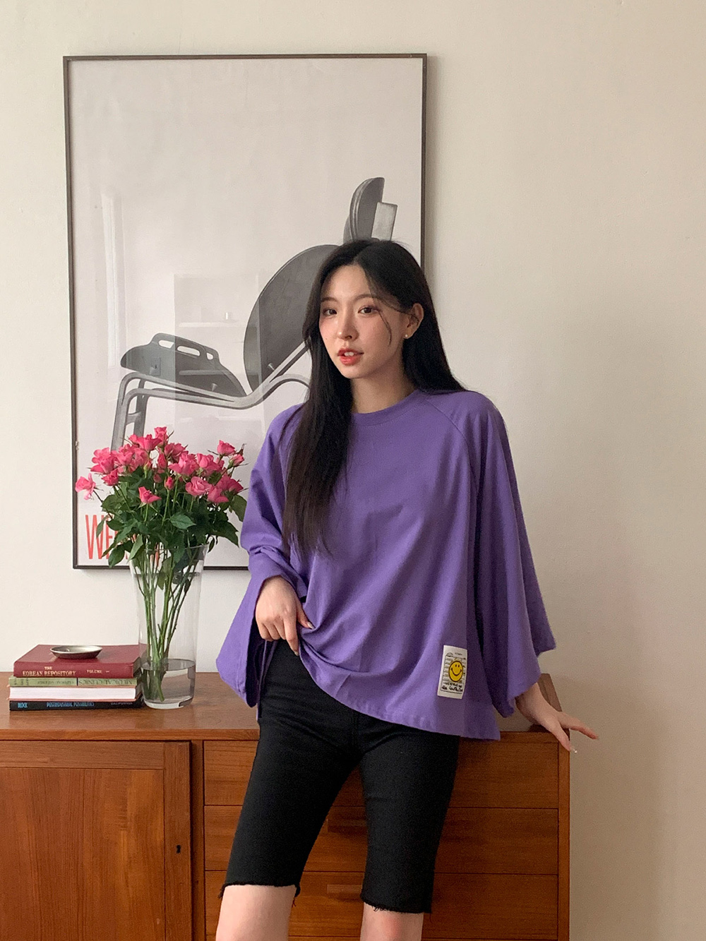 甜美笑臉寬袖上衣