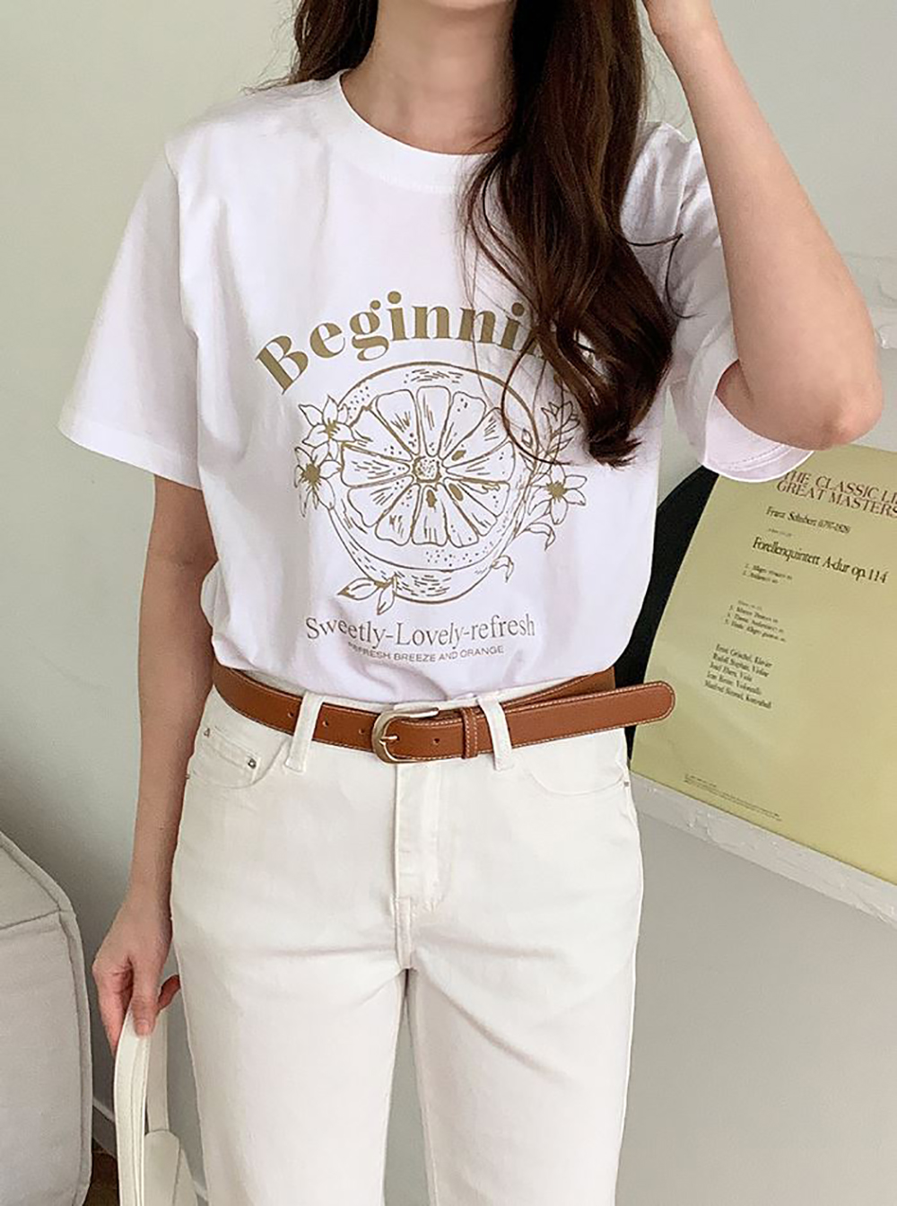 字母印花棉TEE