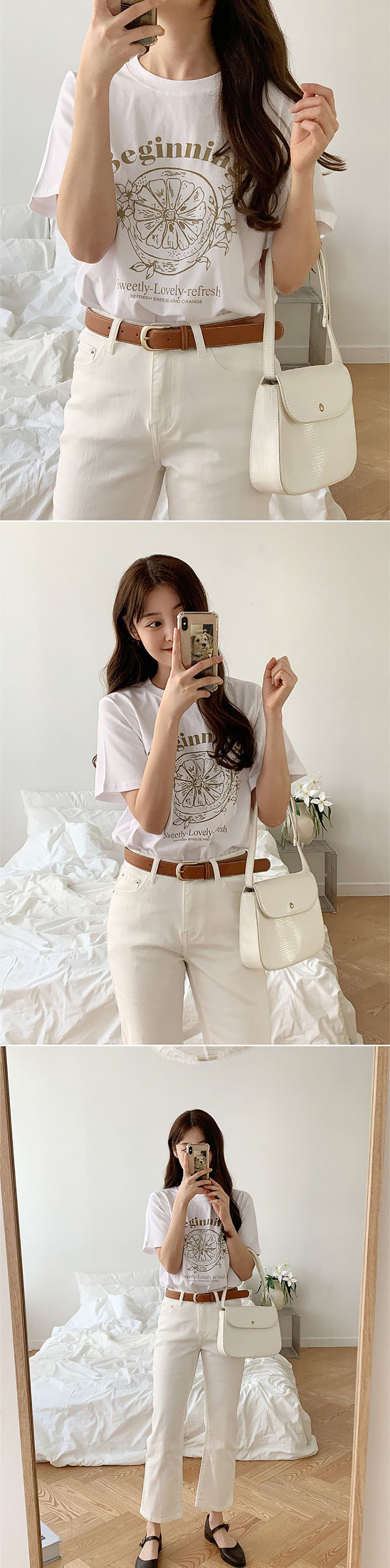 字母印花棉TEE