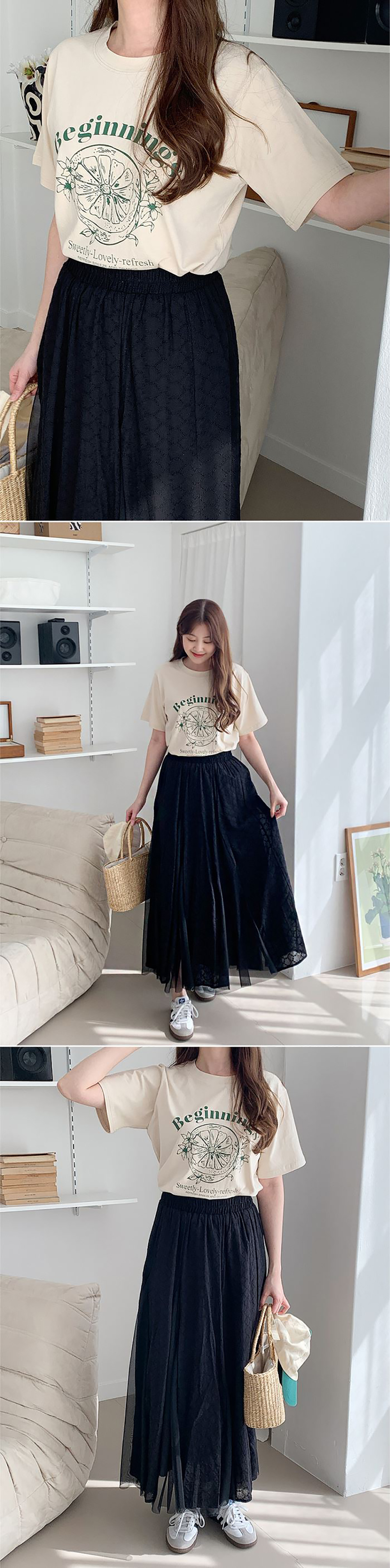 字母印花棉TEE