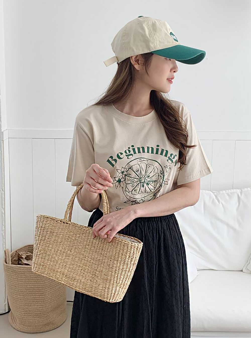 字母印花棉TEE