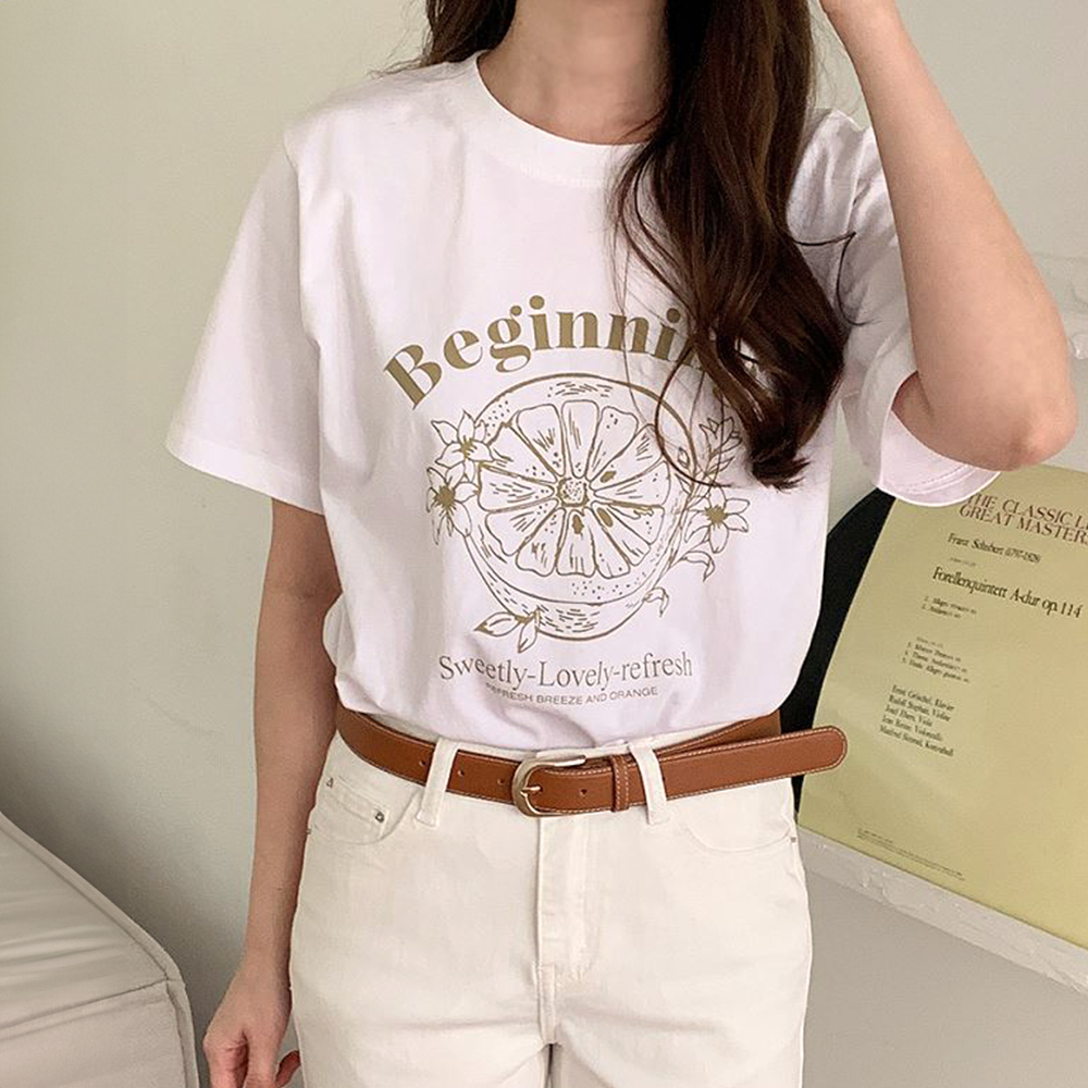 字母印花棉TEE