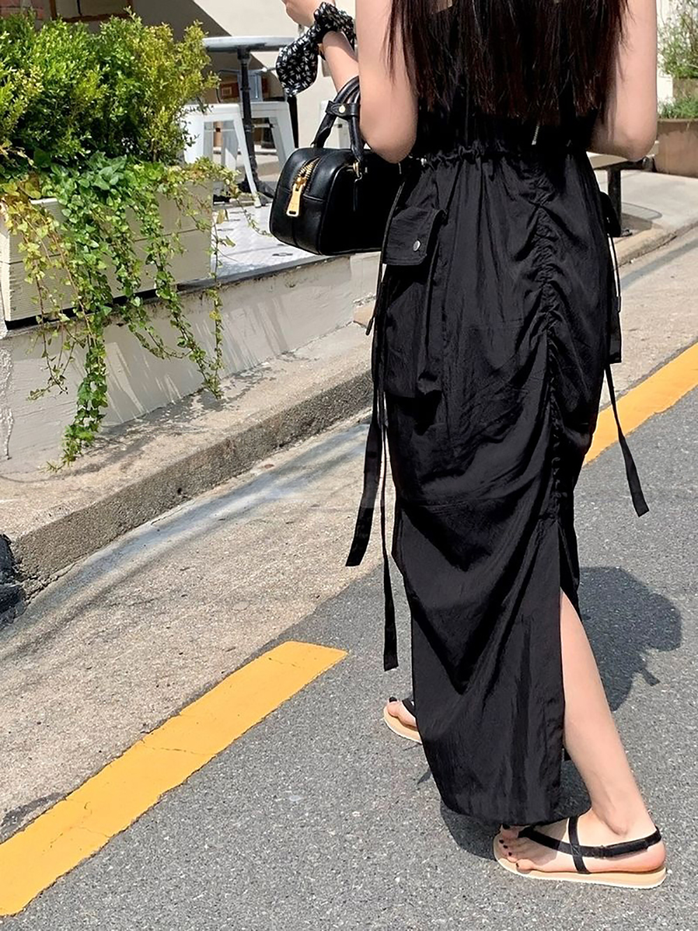 抓皺感設計吊帶洋裝