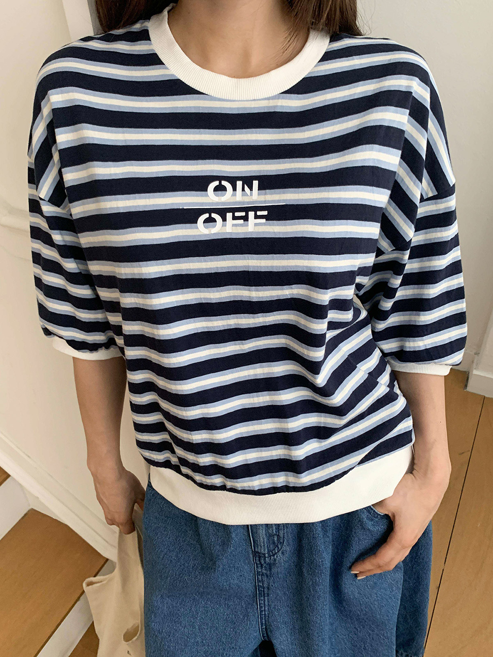 日常條紋圓領上衣