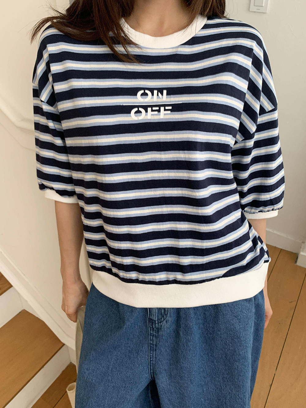 日常條紋圓領上衣