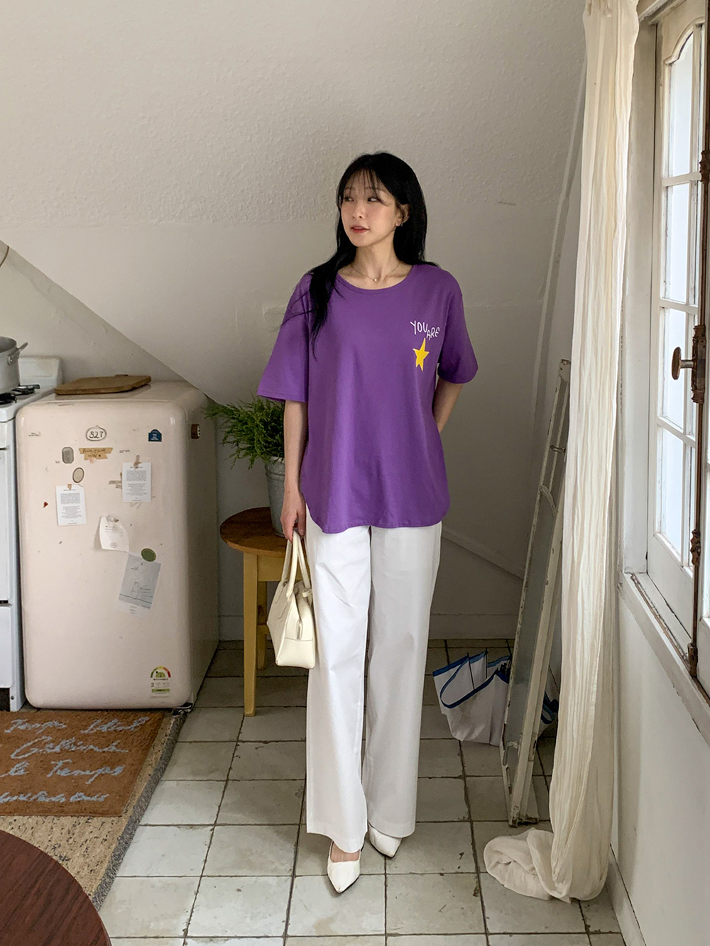 休閒印花側開岔上衣