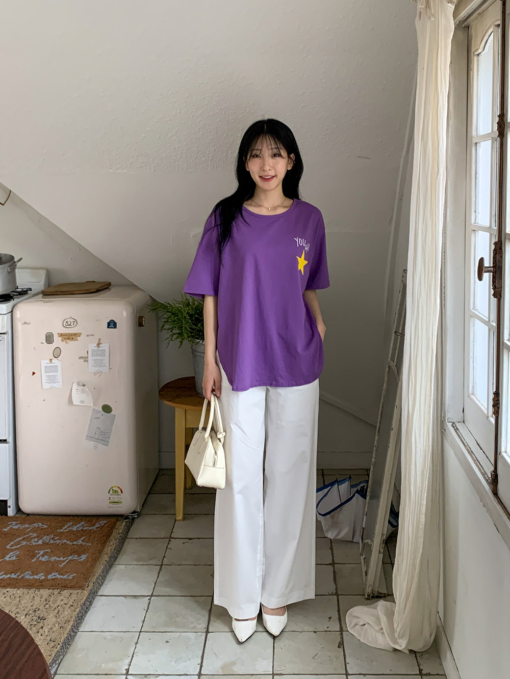休閒印花側開岔上衣