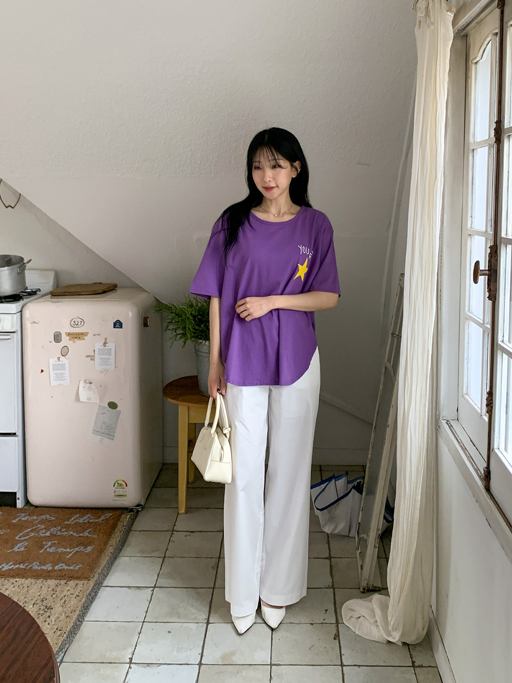 休閒印花側開岔上衣