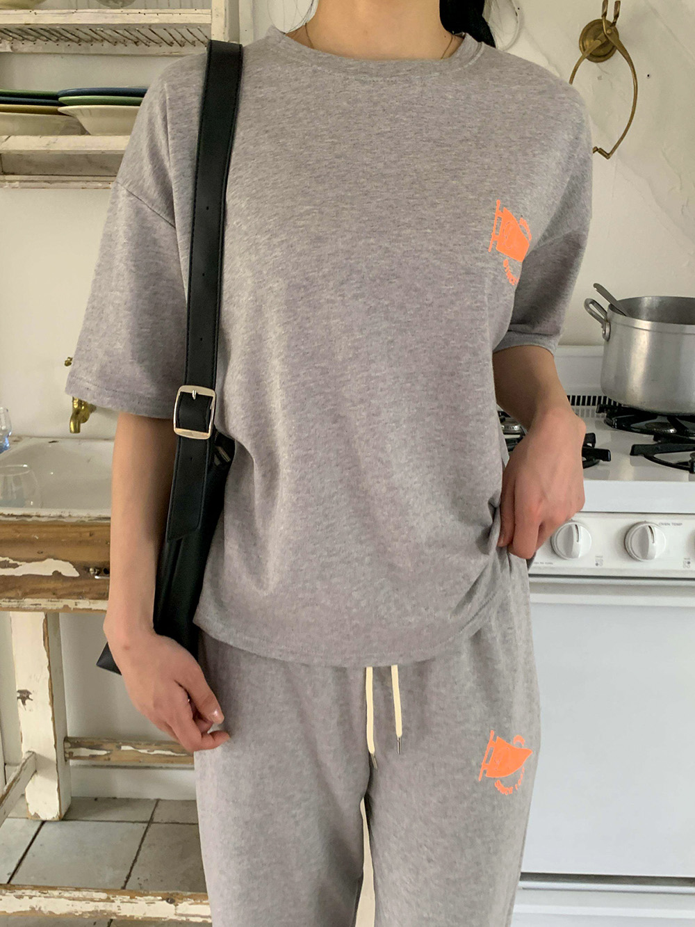 簡約休閒印花長褲套裝