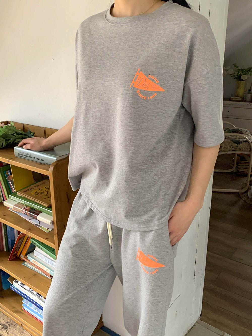 簡約休閒印花長褲套裝