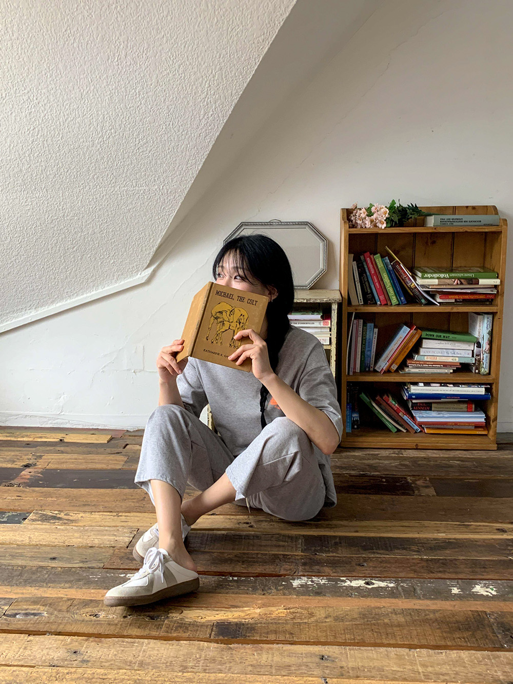 簡約休閒印花長褲套裝