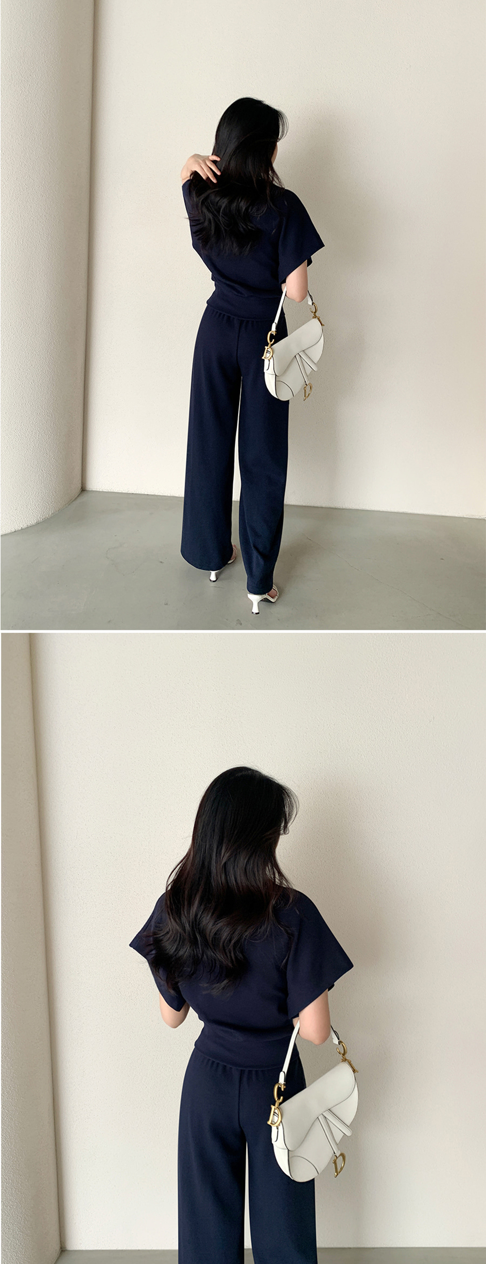 質感刺繡字母長褲套裝