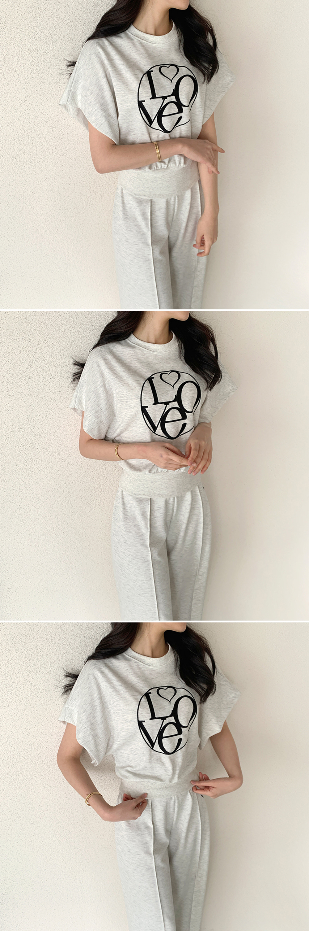 質感刺繡字母長褲套裝