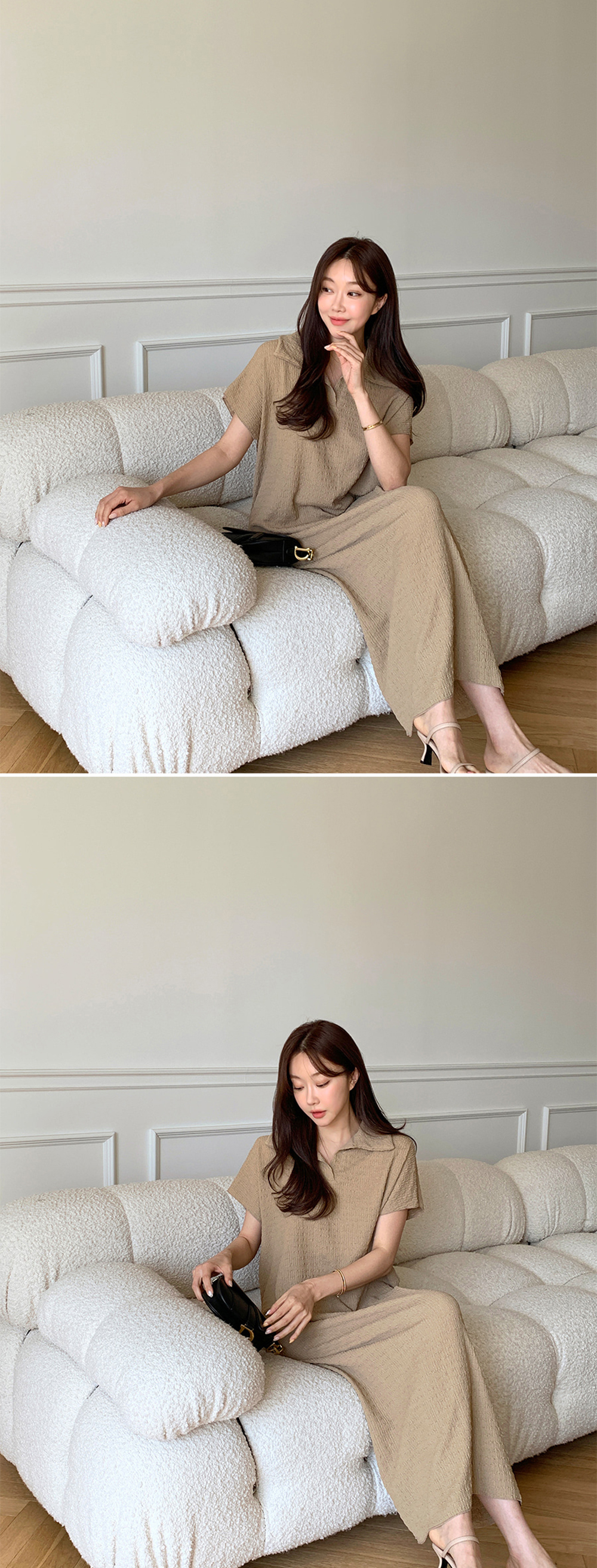 舒適寬鬆襯衫領長洋裝