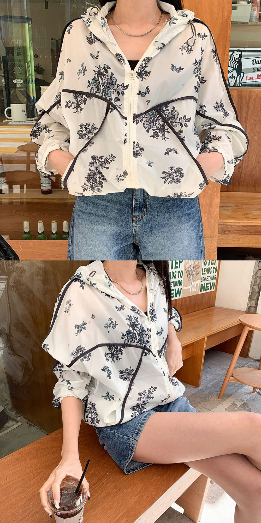花朵印花風衣外套