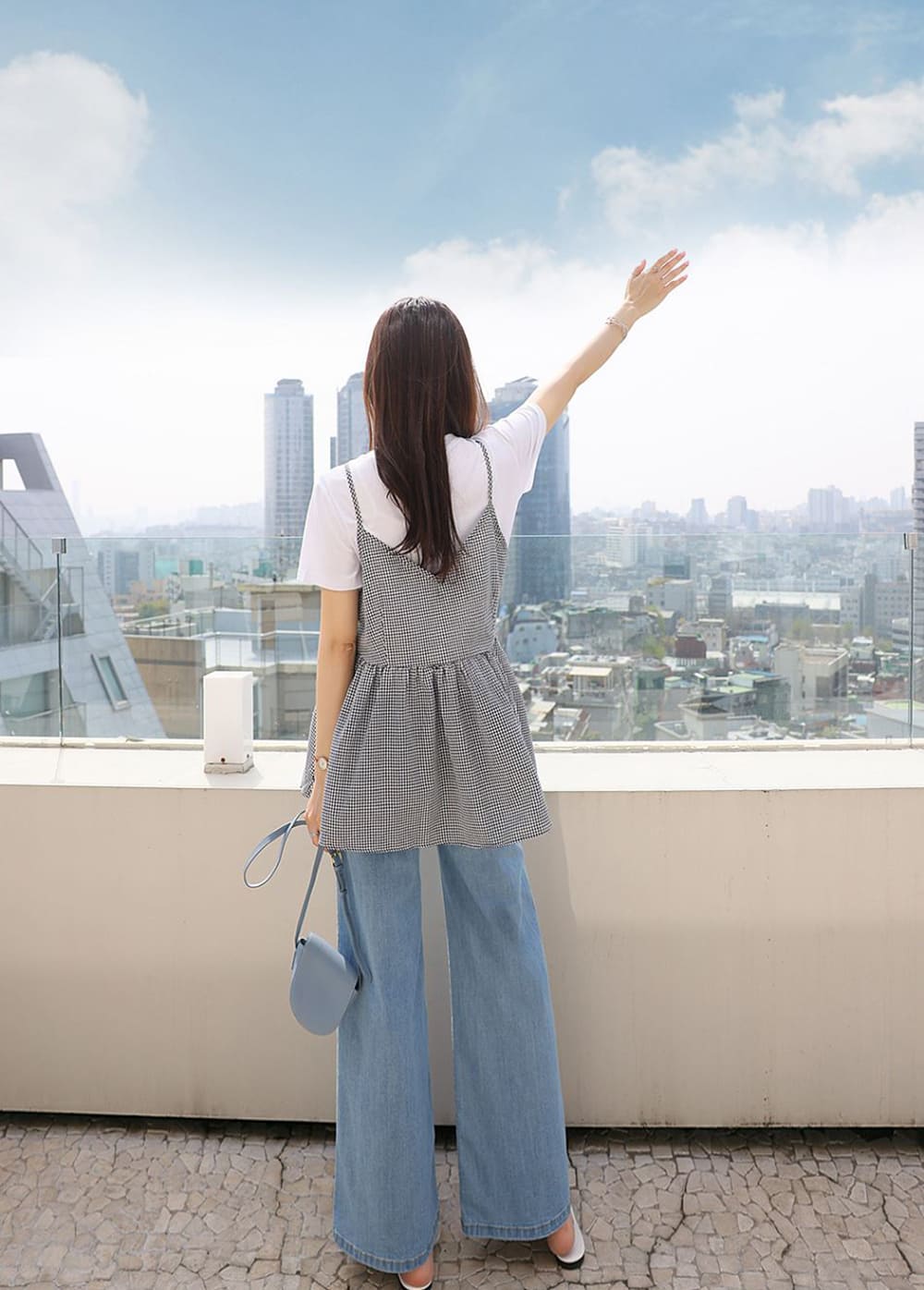 休閒格紋兩件式上衣