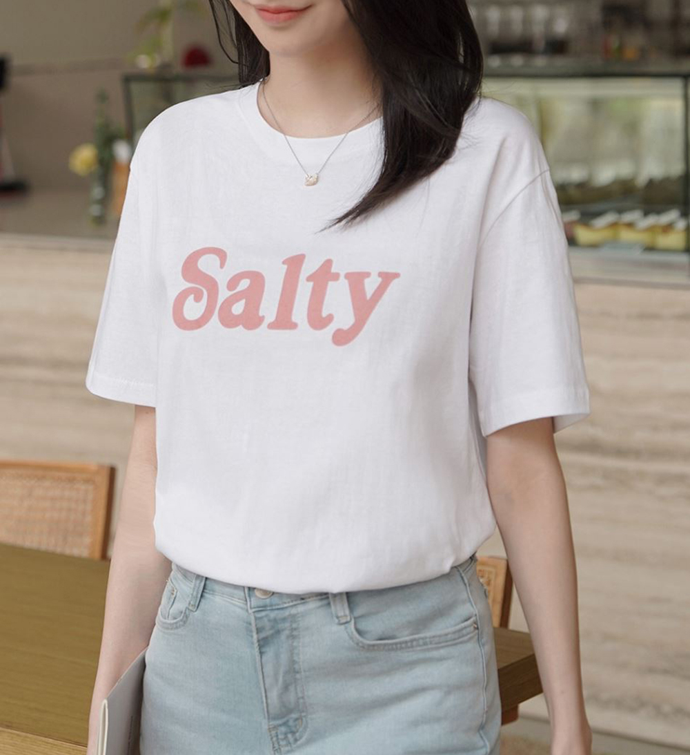 簡約撞色字母印花上衣